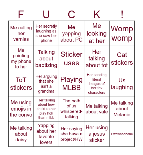 Funny chat idea Bingo Card