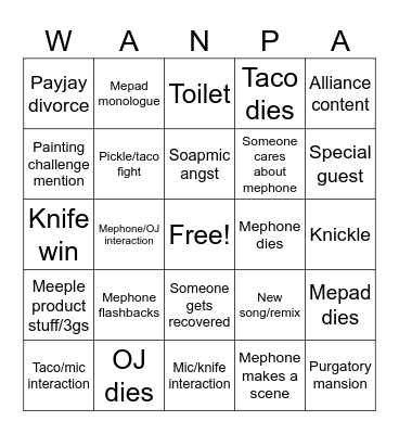 II16 Bingo Card