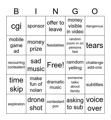 Mr Beast Bingo Card