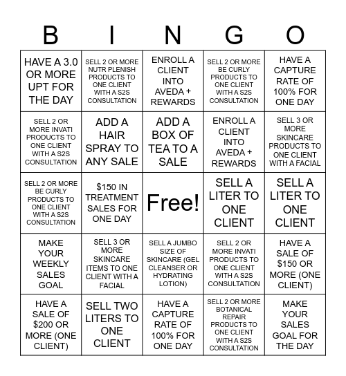 AVEDA 20% OFF WEEKEND Bingo Card