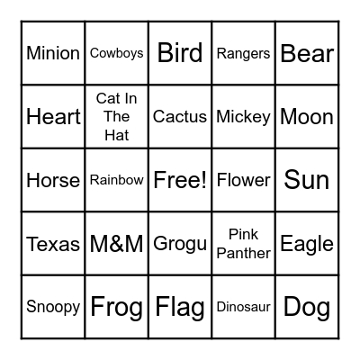 Painted Rock Bingo Card