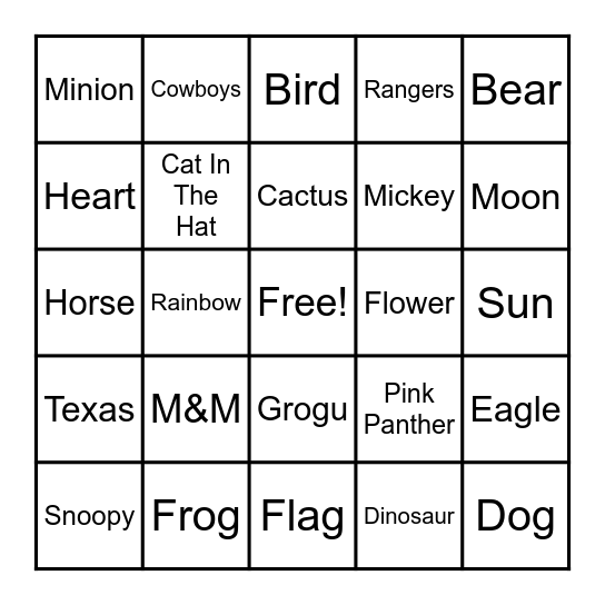 Painted Rock Bingo Card