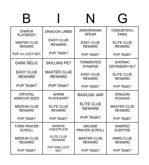 OSRS BINGO Card