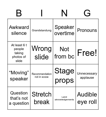 Conference Bingo Card