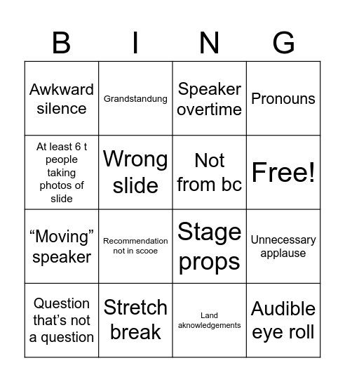 Conference Bingo Card