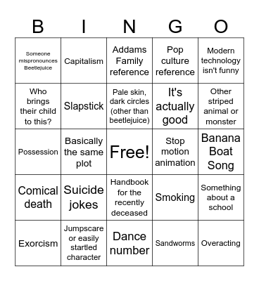 Beetlejunk Bingo Card