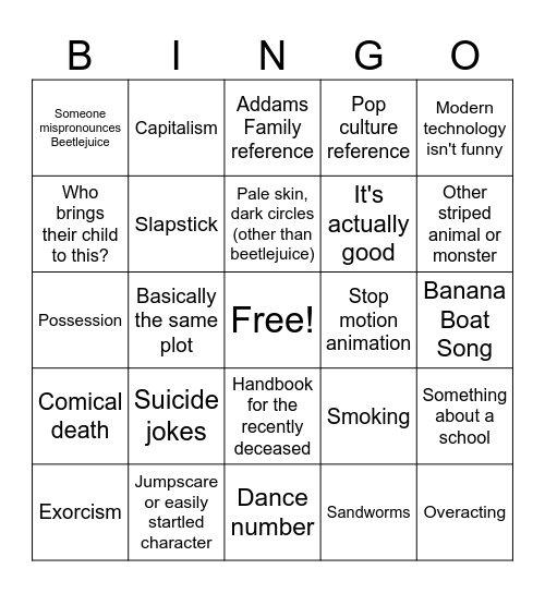 Beetlejunk Bingo Card