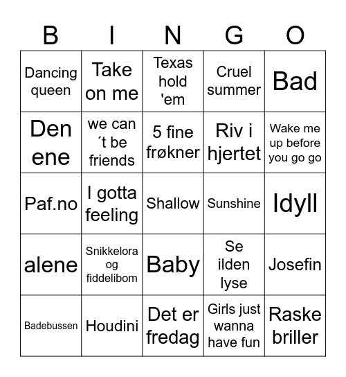 MUSIKKBINGO Card