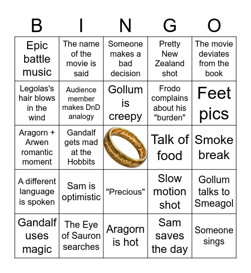 Return of the King Bingo Card