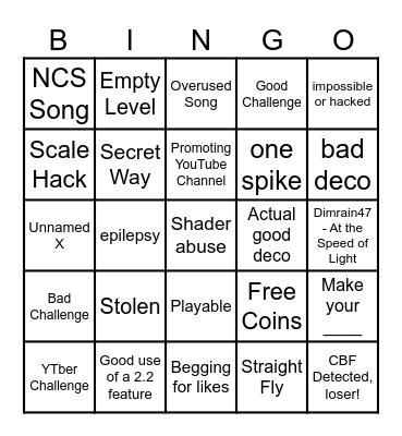 Recent Tab Bingo Card