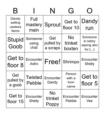 Dandys world Bingo Card