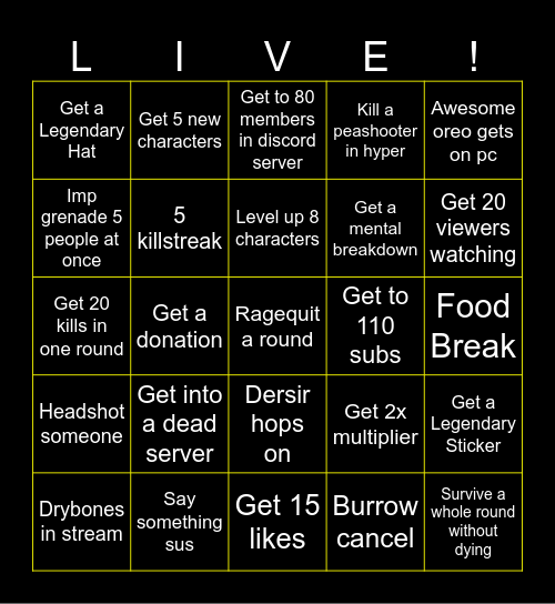 GW2 Fiesta stream Bingo Card