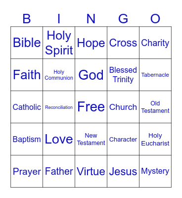 3rd Grade Faith Formation Bingo Card