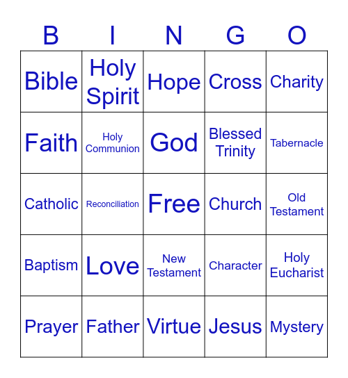 3rd Grade Faith Formation Bingo Card