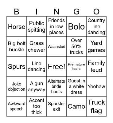 Grace Wedding Bingo Card