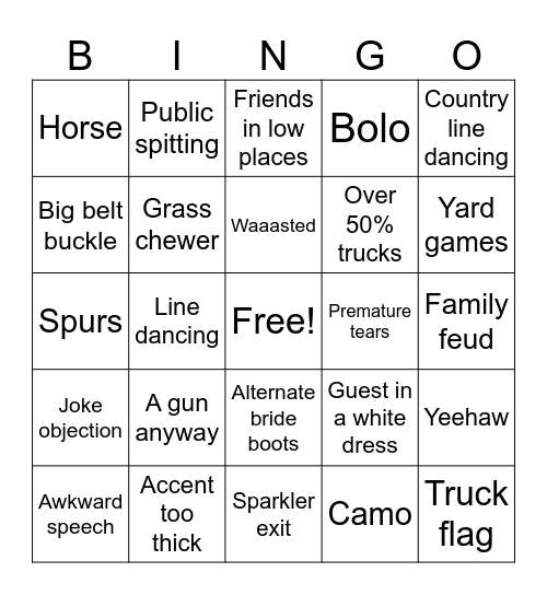 Grace Wedding Bingo Card