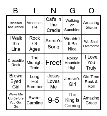 Music Bingo Card