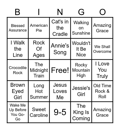 Music Bingo Card