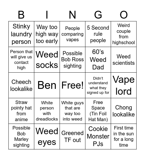 Doobie Dabbling Bingo Card