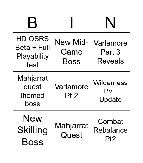 Osrs Bingo Card