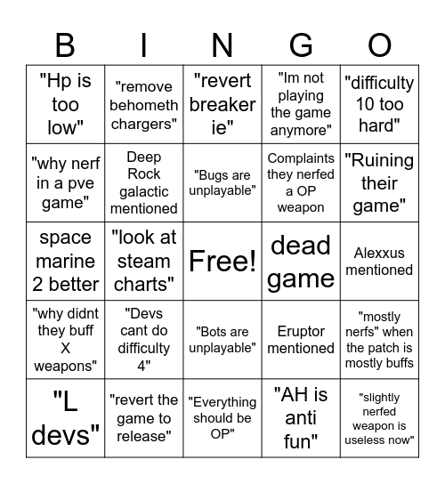 General 1 Patch day card Bingo Card