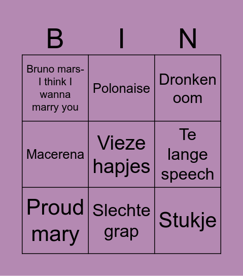 Bruiloft Naomi en JeAnne Bingo Card