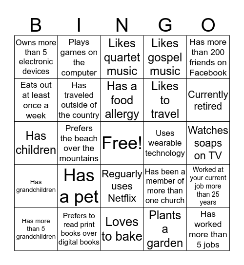 Welcome to Frances' 70th Birthday Party! Bingo Card