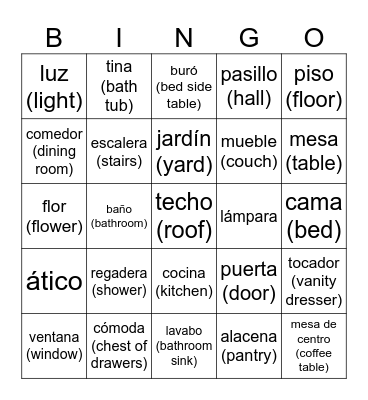 House Bingo Card