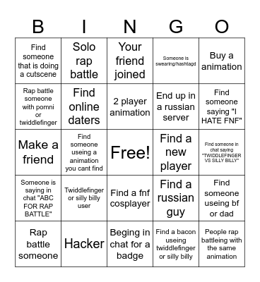 Untiled fnf animations (roblox) bingo Card