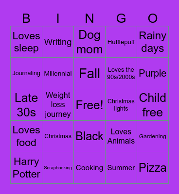 Danielle’s Bingo Card