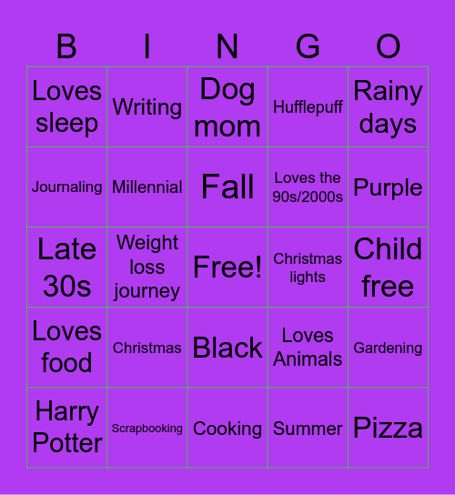 Danielle’s Bingo Card