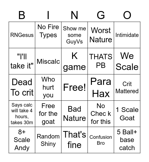 Run and Bun Bingo Card