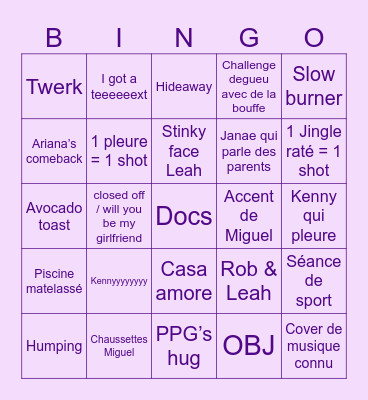 LOVE ISLAND Bingo Card