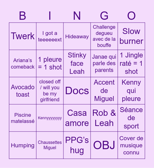 LOVE ISLAND Bingo Card