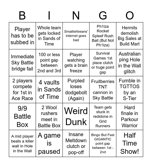 MCC BINGO :) Bingo Card