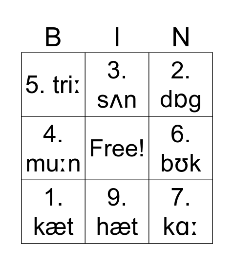 Language fun Bingo Card