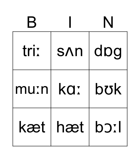 Language fun Bingo Card