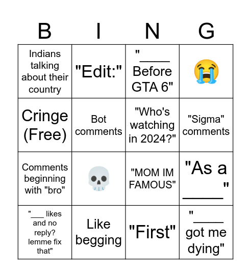 Untitled Bingo Card