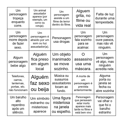 Dudinha's Slasher Party Bingo Card