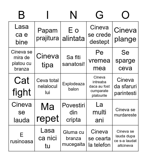 Fam Bingo Card