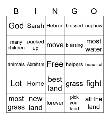 Abram's Call Bingo Card