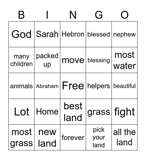 Abram's Call Bingo Card