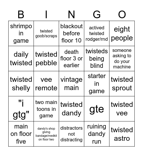 dw bingo Card