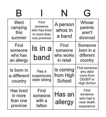 Find someone who... Bingo Card