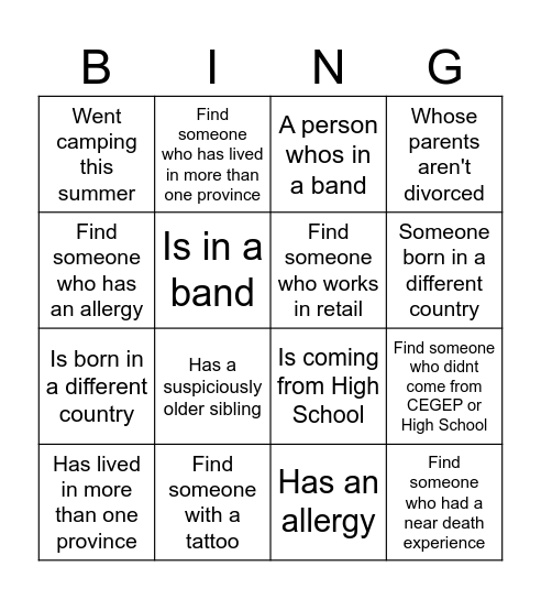 Find someone who... Bingo Card