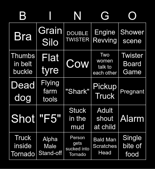 Twisters Bingo Card