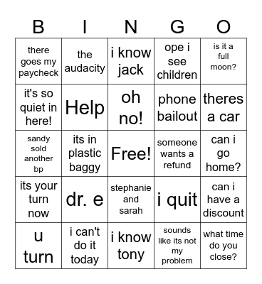 Erker's Bingo Card