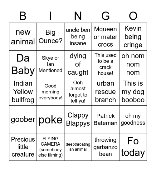 Urban rescue ranch Bingo Card