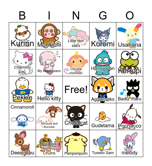 Sanrio Bingo Card