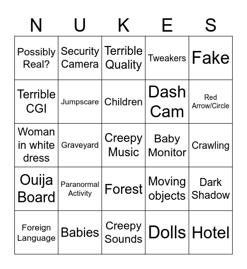 Nuke's Top 5 Bingo Card